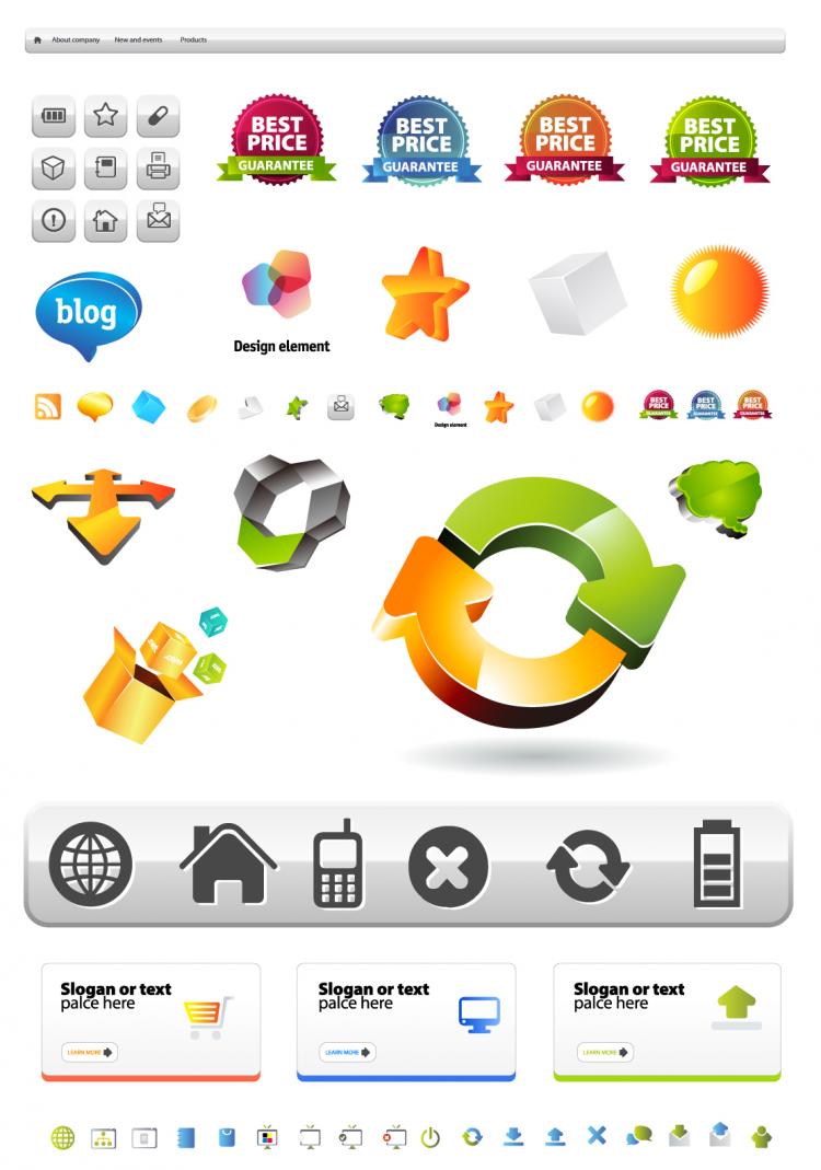 free vector Site layout and icons vector